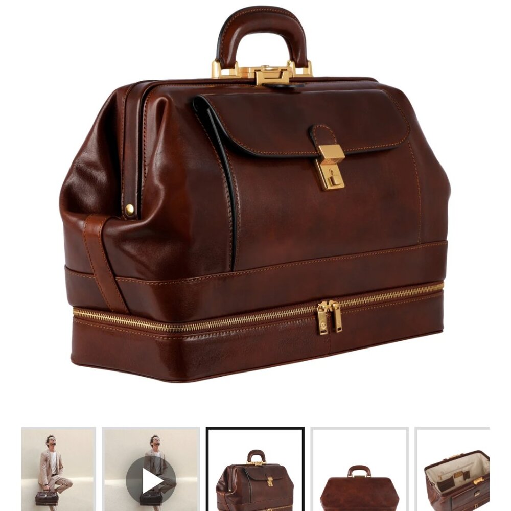 Time Resistance Italian leather Doctor bag